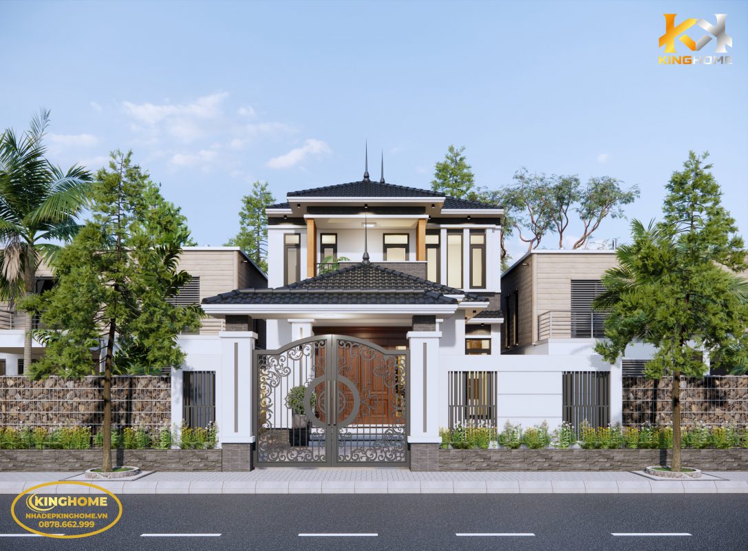 Hình ảnh 3D ngôi nhà trong buổi bàn giao hồ sơ thiết kế nhà 2 tầng giữa KingHome và Anh Phúc - Nghi Xuân - Hà Tĩnh